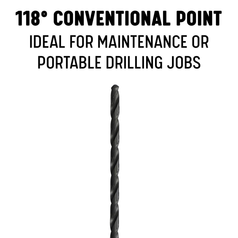 Drill America 5/8" x 12" High Speed Steel Extra Long Drill Bit with 1/2"Shank, DWDDL Series 12" Length, Reduced Shank 5/8"
