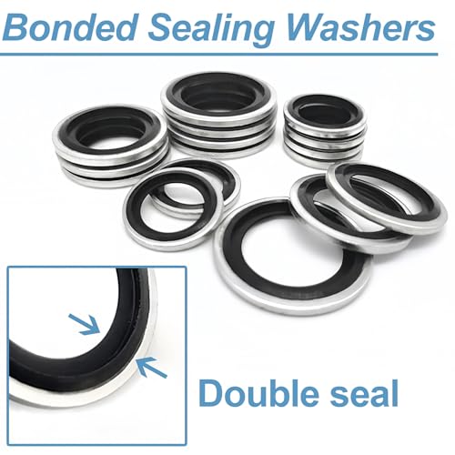 M18 Bonded Sealing Washers, 18.7x24.8x2mm Carbon Steel NBR Gasket, Pack of 50 M18