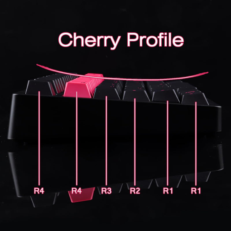 Tsungup Japanese Keycaps - Retro Cherry Profile 132 Key caps Keyboard | Black & Blush Pink Dye Sublimation PBT With 6.25U 7U Spacebar for Cherry MX Switches Mechanical Keyboard Black&Blush Pink