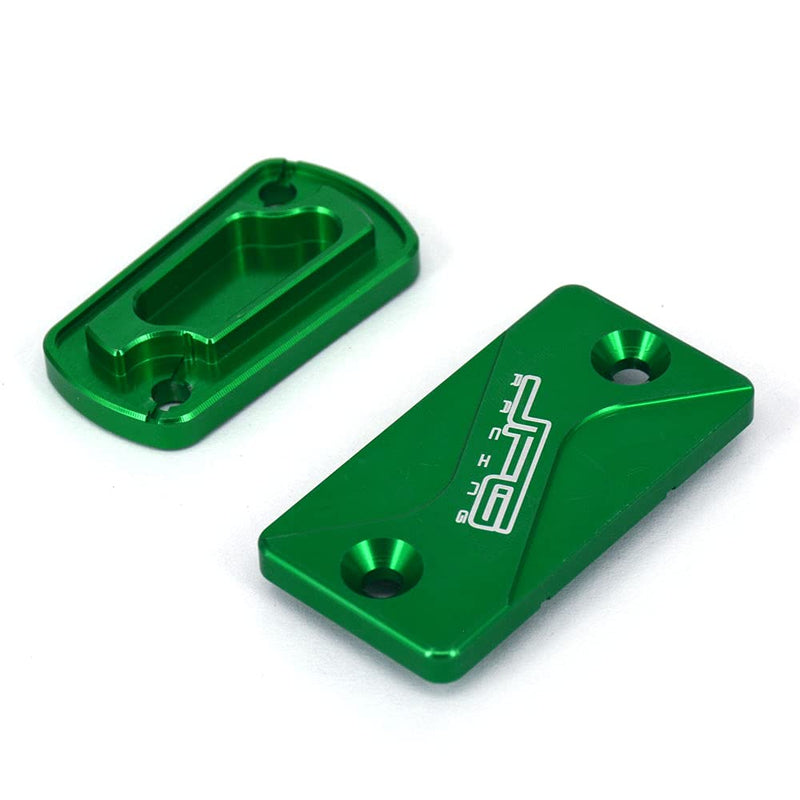 Motorcycle Front And Rear Brake Fluid Reservoir Cover CNC Cap Set Compatible To KX125 KX250 03-08 KX250F 04-18 KX250 19-20 KX450F 06-18 KLX300R 2020 KLX450R 08-15 Dirt Bike Green Front & Rear Brake Fluid Reservoir Cover_1