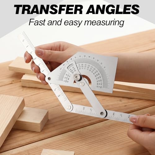 Copkim 2 Pack Metal Protractor 0-180 Degree Angle Finder for Woodworking