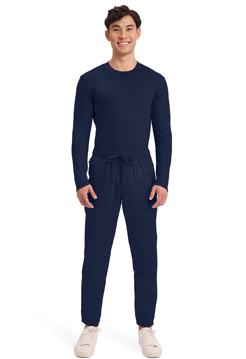 Cherokee Joggers for Men Modern Fit Scrub Pant with Drawstring Waistband, 5 Pockets, Soft 2-Way Stretch Fabric - WW012 Large Navy