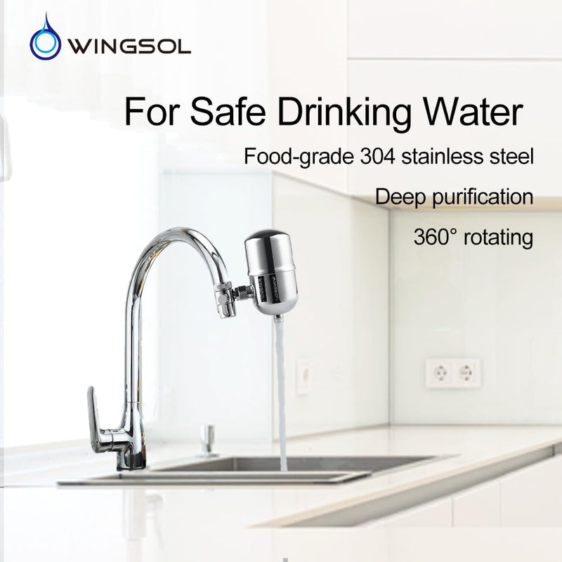 WINGSOL Replacement Filter Cartridge for Faucet Filter Compatibel with: WS-FM001-PAC/5in1/PC/CRM/(LED), WS-FM002-PAC/(LED), Carbon Fiber, 2 Pack
