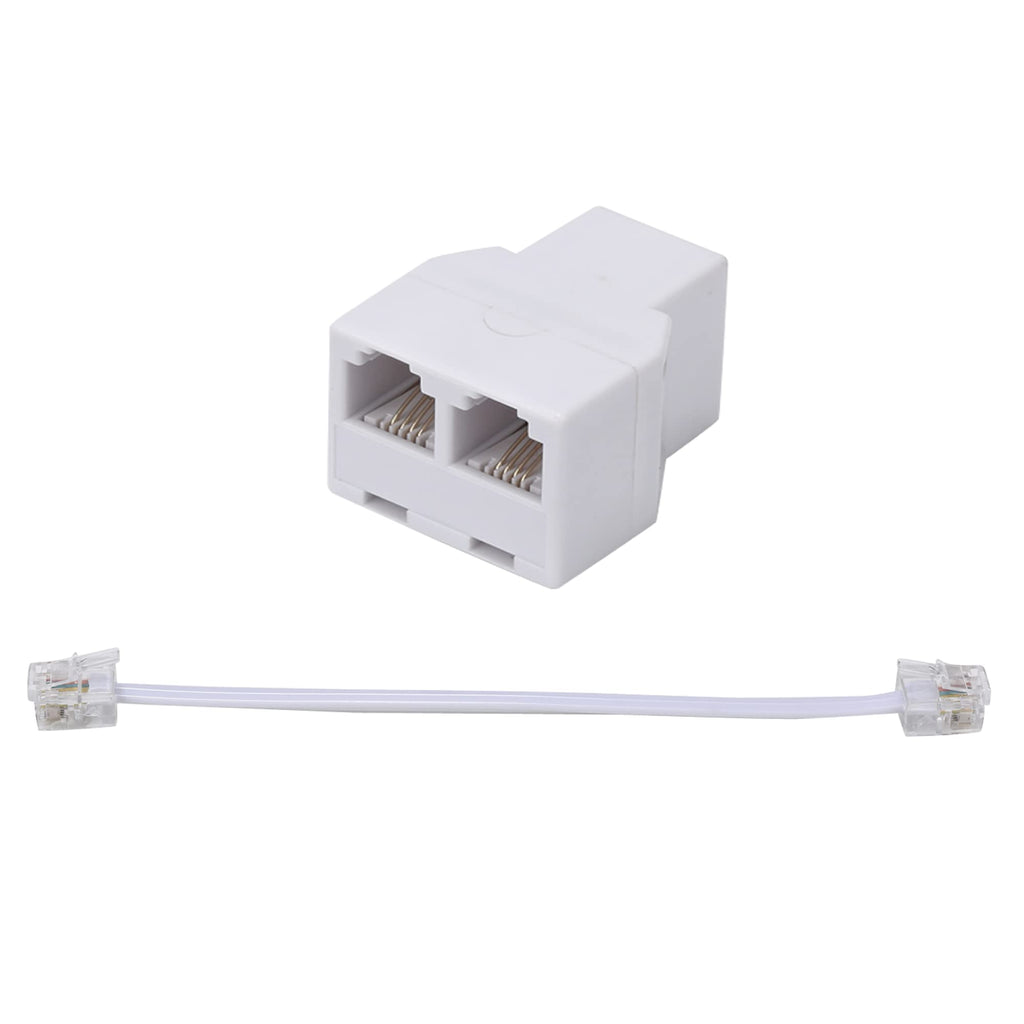 Phone Line Splitter,Telephone Splitter,with RJ11 6P4C Plugs,Suitable for Telephone,Fax Machine,white 1-Pack 1Pack-White White