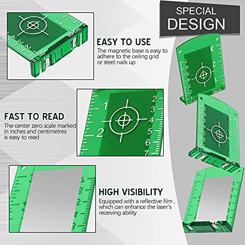 4 Pcs Laser Target Cards with Stand, Magnetic for Green Red Laser Level