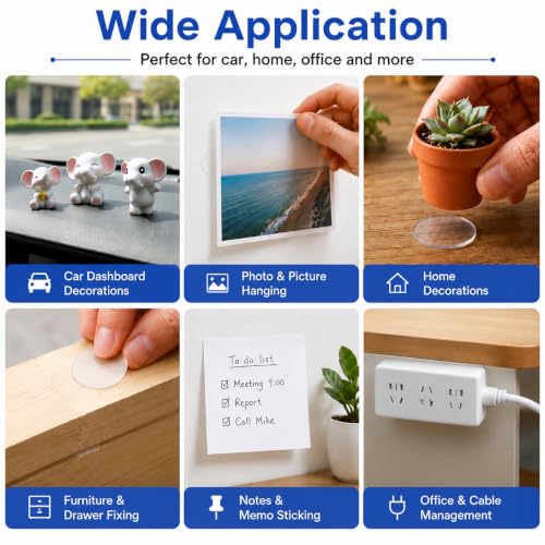 100 Pcs Double Sided Adhesive Dots for Car Dashboard, 1 Inch Clear Round Sticky Pads, Removable Double Sided Mounting Tape for Car Phone Mounts, Dashboard Decor and Car Interior Accessories