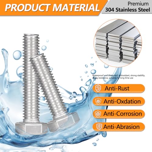 136 Pcs M8 Hex Bolts and Nuts Assortment Kit, M8-16/20/30/40/50mm Screws M8 - 16/20/30/40/50mm