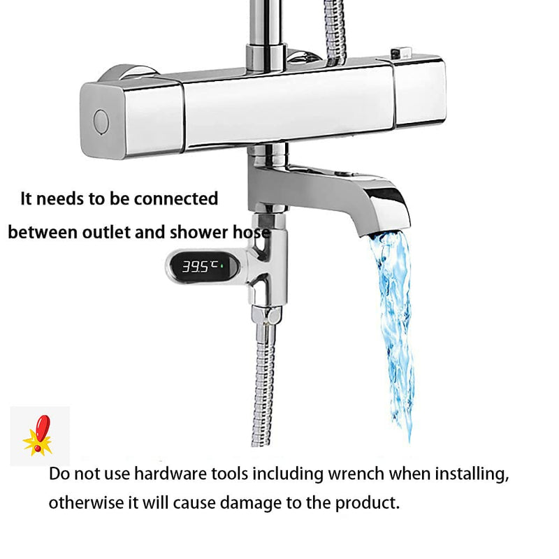 Shower Thermometer Led Digital Display Instant-Read Baby Bath Water Power Thermometer Support Fahrenheit Celsius 360°Rotating Screen for Home Bathroom Kitchen Handheld Sprinkler Head