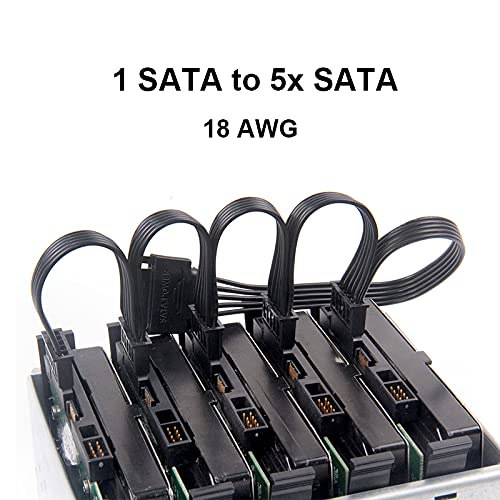 RGEEK SATA Power Splitter Cable, 15 Pin SATA to 5 SATA Power Splitter Cable apply for HDD、SSD、Optical drives Sata Power Cable -24 Inches