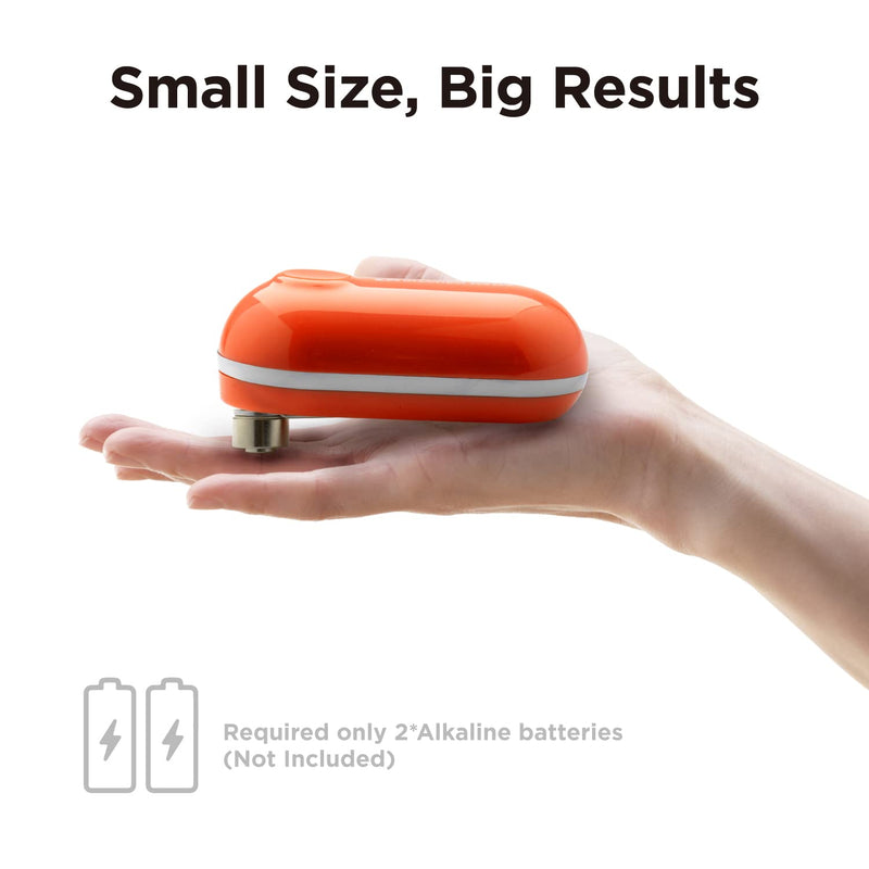 Kitchen Mama Mini Electric Can Opener Smooth Edge: Opens Can with One Press - Ultra-Compact, Hands-Free, Safe, Cordless, Seniors with Arthritis, Automatic, Battery Operated Appliances (Orange) Orange