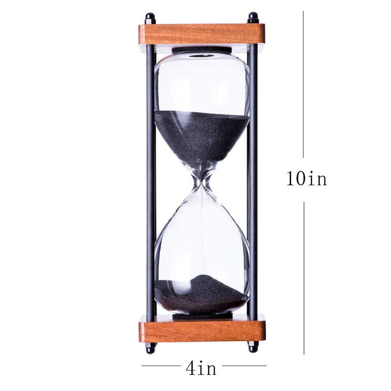 Large Hourglass Timer 60 Minute, Decorative Wooden Sandglass, Black Black Sand