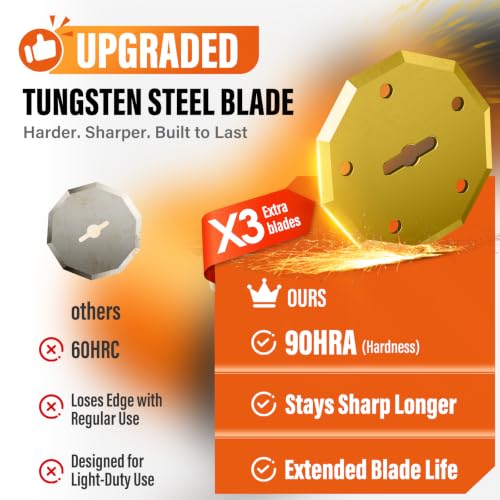 Cordless Electric Scissors with 3 Tungsten Steel Blades, 2500mAh Battery, LED Light, High-Torque Motor, Cardboard Cutter for Fabric, Cardboard, Leather, Carpet, Wire Rope Cutters Gold Orange