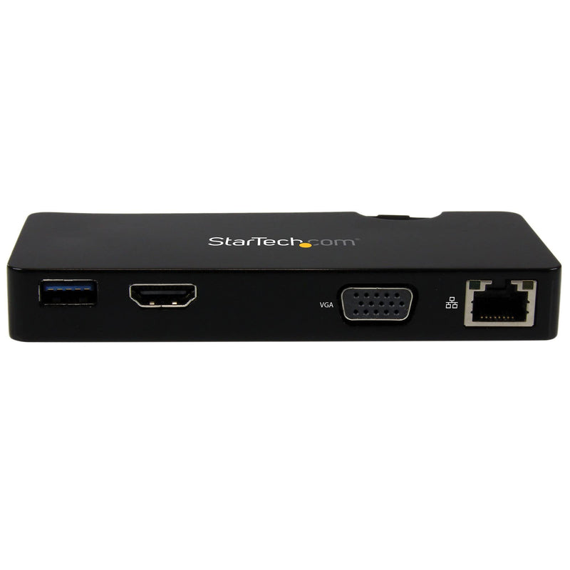 StarTech.com USB 3.0 to HDMI or VGA Adapter Dock - USB 3.0 Mini Docking Station w/ USB, GbE Ports - Portable Universal Laptop Travel Hub (USB3SMDOCKHV) , Black 1x USB-A 3.0 | HDMI, VGA