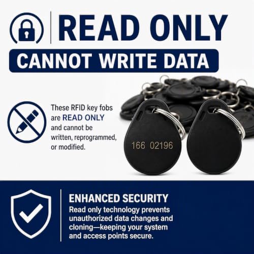 100pcs - 26 Bit Proximity Key Fobs - Black - Read Only - Compatable with 26-bit Wiegand ISOProx 1386 1326 H10301 Formatted Readers.