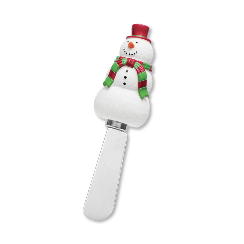 Wine Things Snowmen Cheese Spreaders, Hand-Painted Resin Handles with Stainless Steel Blades for Spreading Cream Cheese, Butter, and Jam, Assorted Designs, Set of 4