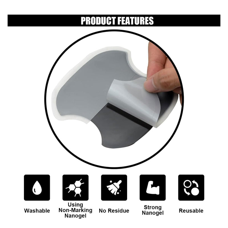 4PCS Car Door Handle Cup Scratch Protectors, TPU Carbon Fiber Door Bowl 3D Sticker, Universal Door Handle Protective Film for Most Cars (Medium) Medium-Black
