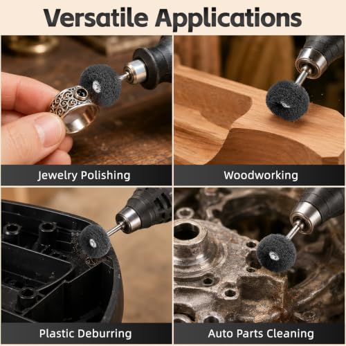Grit 400 Black 100Pcs Upgrades Abrasive Buffing Wheels,Wheels Burr for Rotary Tools-1/8(3mm) Shank,Rust Removal