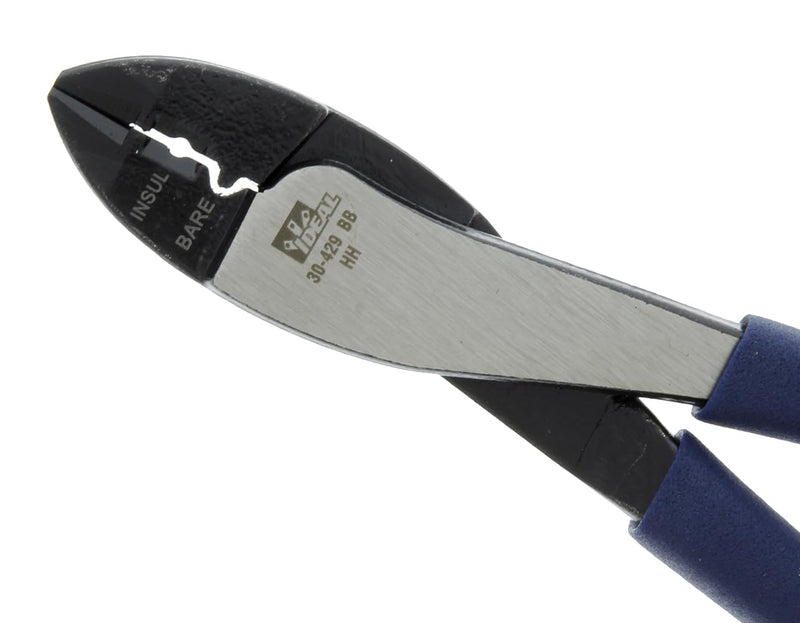 IDEAL Electrical 30-429 Multi-Crimp Tool - 9.75 in., High Leverage Pivot Wire Crimper with Knife-To-Anvil Blades, Dipped PVC Grips Standard Grip