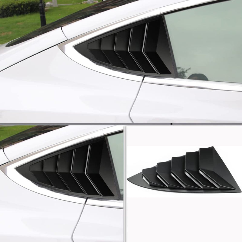 YHCDSEA for Model 3 Rear Side Window Shutter Cover Louver Sport Style Cool Exterior Decoration fit for Tesla Model 3 2017-2024 Accessories (Matt Black) Matt Black