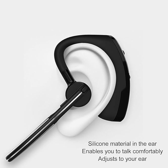  [AUSTRALIA] - Callez Bluetooth Headset with CVC8.0 Dual Mic Noise Cancelling for iPhone | Bluetooth Earpiece V5.0, Wireless Headset for Android Cell Phone Trucker Business Office Work, Clear Chat, Super Light Black