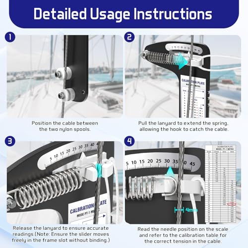 Touri Sailboat Rigging Tension Gauge, PT-1M Professional Tool, 800 Lb