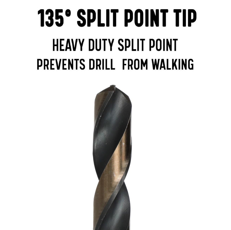 Drill America 1-1/4" Reduced Shank High Speed Steel Black & Gold Contractor Drill Bit with 3-Flat 1/2" Shank, KFD3F Series 1-1/4"
