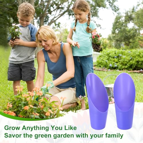 M METERXITY 18-Pack Bonsai Soil Scoops, Plastic Garden Soil Scoops Bucket Shovel Potting Scoopers for Transplanting/Flower Planting/Plant Succulent, Colorful Small Gardening Tools [Purple]