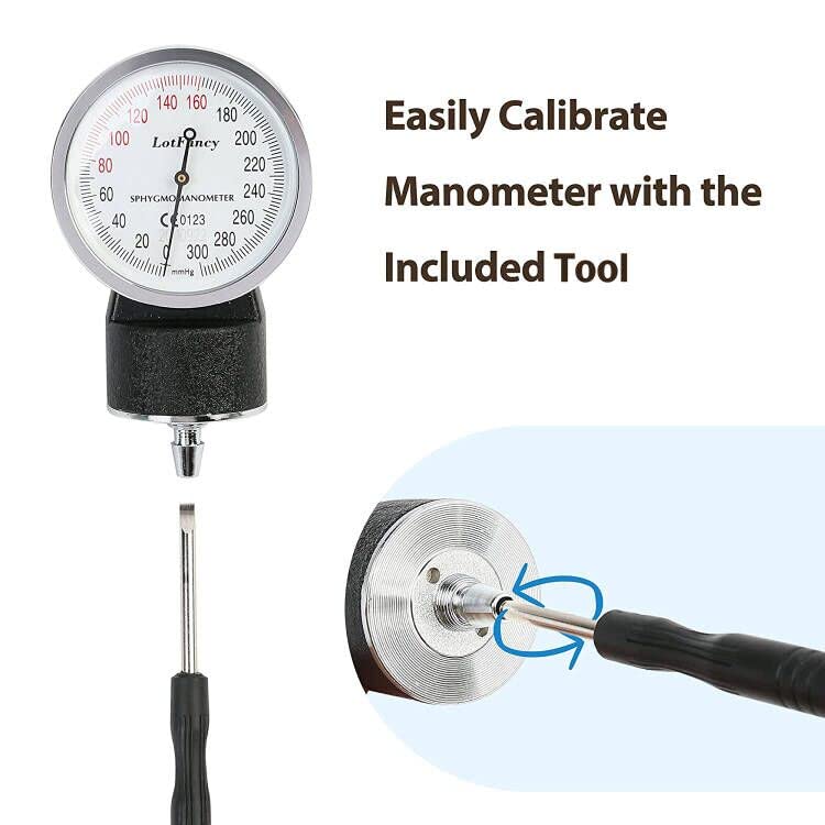 LotFancy XXL Blood Pressure Cuff Manual Adult, Professional Thigh BP Cuff 16"-26", Extra Large Adult Size Sphygmomanometer with Carrying Case and Zero Calibration for Home Use, Nursing Student, Doctor Black XL/XXL Cuff (16”-26”)
