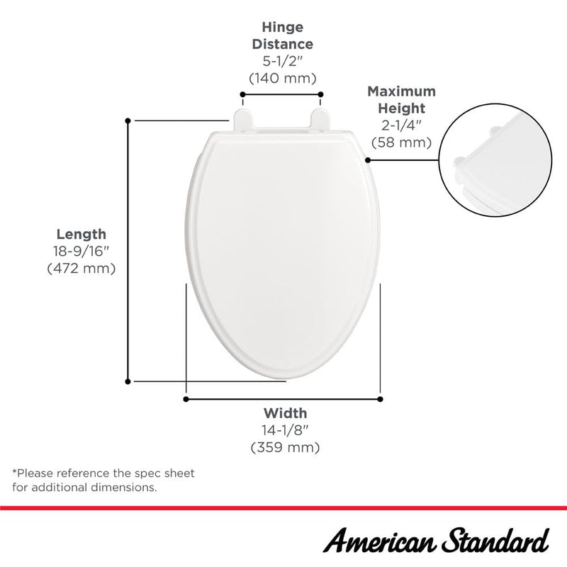 American Standard 5020A65G.020 Traditional Luxury Elongated Toilet Seat Soft Close, White Elongated Front