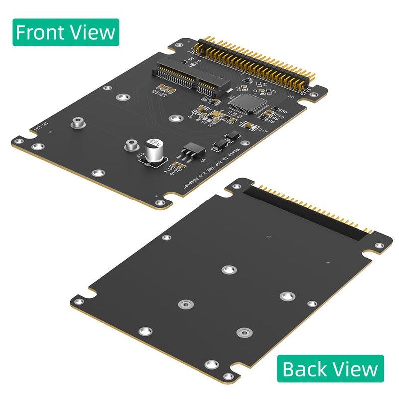 MSATA to 44 Pin IDE Adapter, Support Half Size and Full Size mSATA SSD, Compatible with 2.5" ID, (Black)
