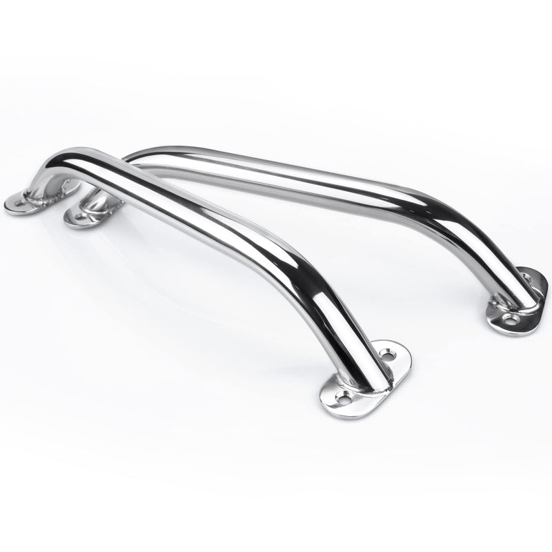 12" Oval Handrail Polished Grab Handle Stainless Steel Handrail for Marine Yacht/RV (2PCS)