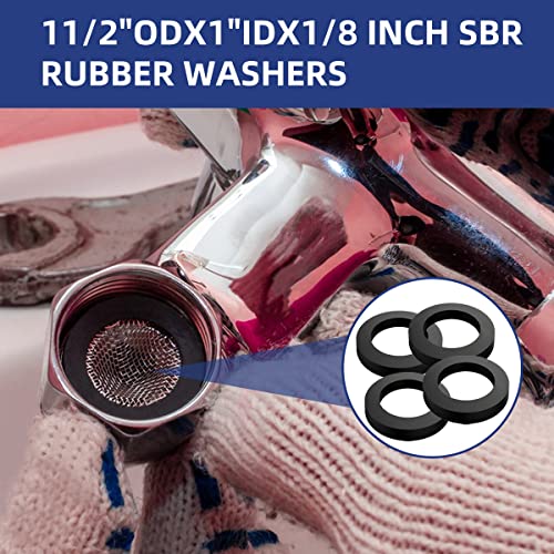 20Pcs Oil Resistant Rubber Washers 1 1/2" OD x 1" ID x 1/8" Thickness Black Neoprene Industrial Flat Rubber Spacer 20