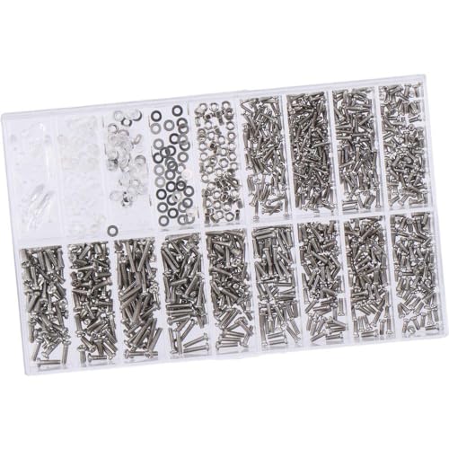 M1/M1.8/M2/M2.5 Phillips Pan Head Small Machine Screws, Tiny Screws, Mini Screw Assortment Kit Repair Screws for Glasses, Watches, Clocks (with Screwdriver & Tweezer)