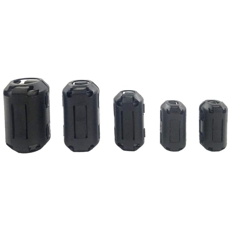 (Pack of 20pcs) Clip-on Ferrite Ring Core RFI EMI Noise Suppressor Cable Clip for 3mm/ 5mm/ 7mm/ 9mm/ 13mm Diameter Cable, Black