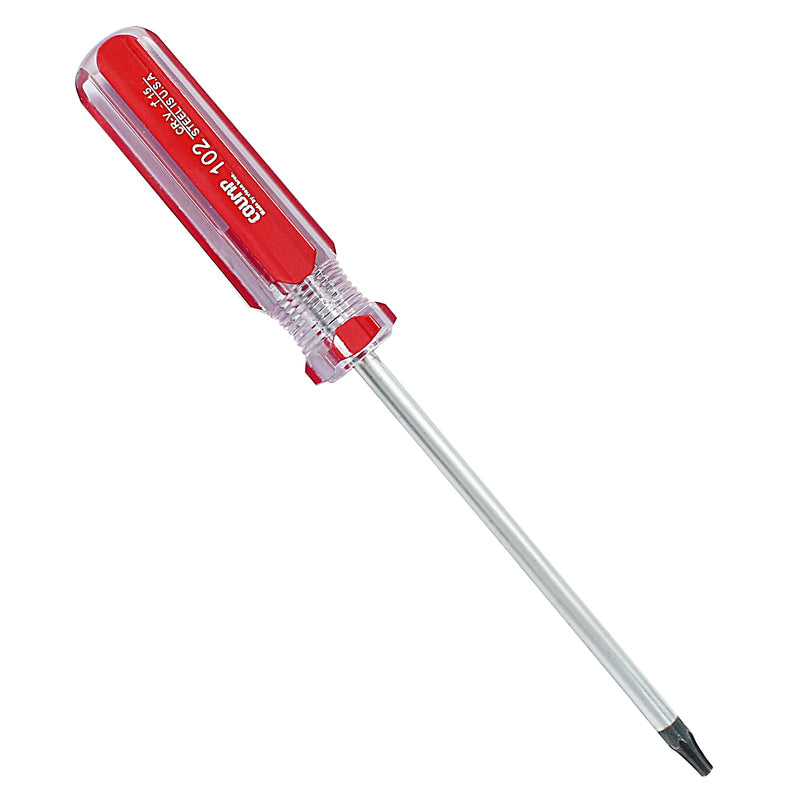 T15 Security Torx Screwdriver with Magnetic Tip, 7 Inch / 178mm Cr-V Steel Screwdriver for Repairing and DIY, 4 Inch Working Length with Red Insulated PVC Handle 1 T15