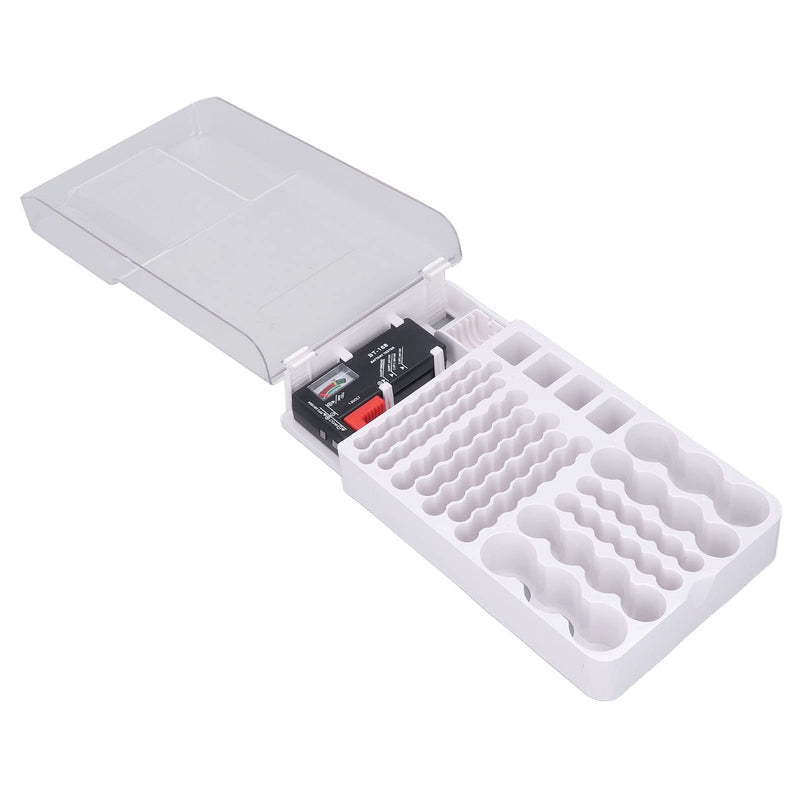 Battery Organizer Storage Box with Tester,Clear Lid Battery Organizer Storage Case Holder Holds 93 Batteries Battery Storage Box Battery Carrying Case（Batteries are Not Included）