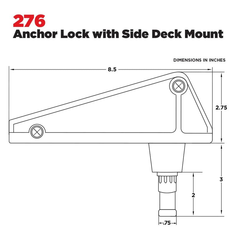 Scotty #276 Anchor Lock, w/ 0241 Side / Deck Mount | For Small Boats, Heavy-Duty Construction, Boating, Kayak & Inflatable Accessory