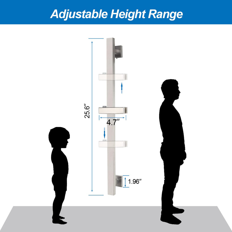 Bathroom Shower Slide Bar with 360° Adjustable Handheld Shower Head Holder Wall Mount Shower Bar SUS 304 Stainless Steel, Brushed Nickel