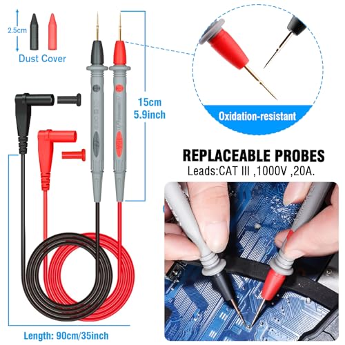Electrical Multimeter Test Leads Set with Alligator Clips Crocodile Alligator Clips Electrical Test Hook Test Probes Lead Professional Kit for Electric Circuit Connection, DIY School Experiments Test Kit-4