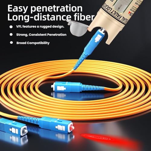 Visual Fault Locator Fiber Optic Tester, 2.5mm Universal Connector for LC/FC/SC/ST, Visual Fault Finder for FTTH Cable Breakpoint & Continuity Checking (Golden, 80-100KM) Golden