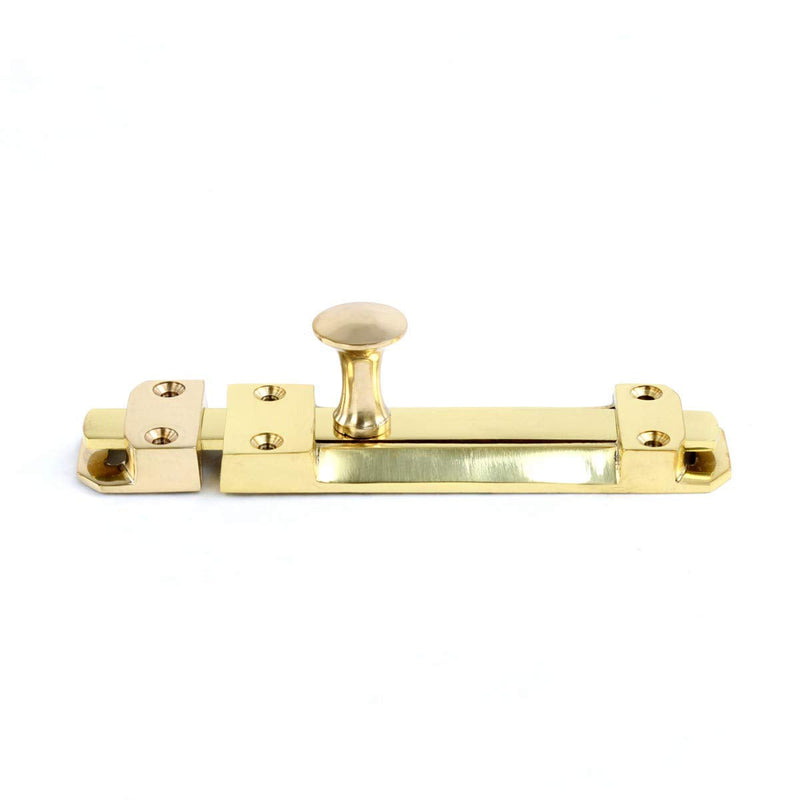 Renovators Supply Manufacturing Door Lock Latch 6 in. Brass Slide Bolt Latch with Mounting Hardware 6 Inch