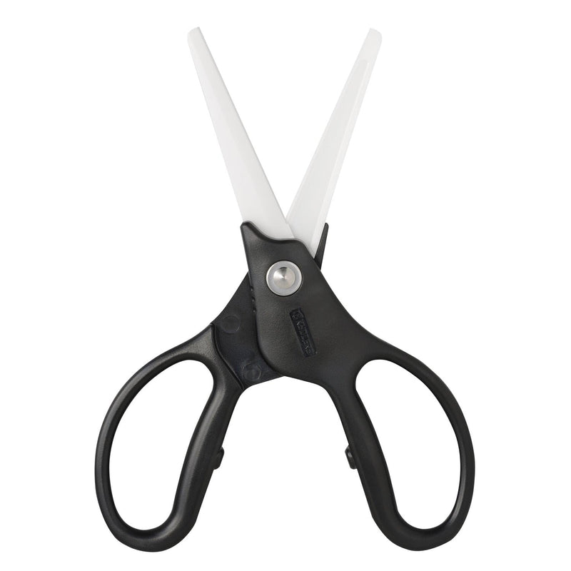 Kyocera Ceramic Scissors, Overall length 7.2" with 2.7" Long Blades, Black Handle With White Blades