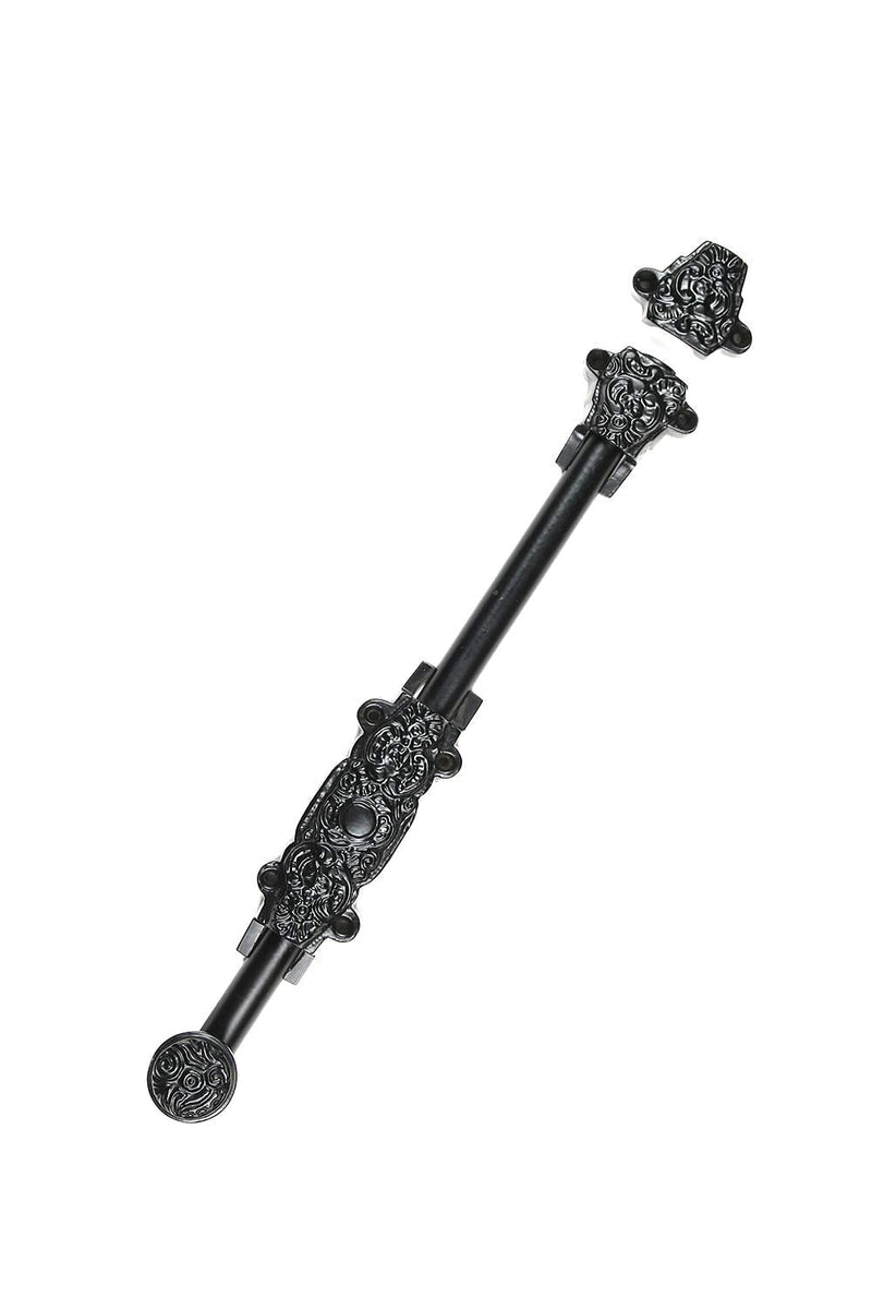 A29 Iron Surface Door Slide Bolt 12 X1 1/4 X 1 7/8 inches with 3 Gate Latch Black Powder Coat Finish 12 x 1 1/4 Inch
