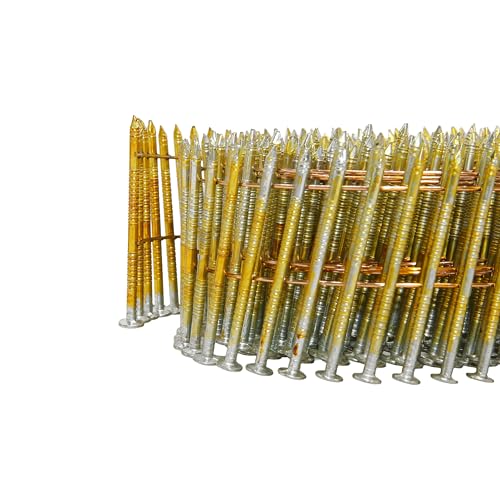 Freeman 15° 1-3/4" Wire Collated Electrogalvanized Ring Shank Coil Siding Nails – 3,600 Count – For Siding, Wall Sheathing, and Roofing