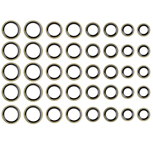 Fuel Sealing Washers Fit for Banjo Bolt 8mm 10mm 12mm 14mm Compatible with Dodge Cummins Fuel System Replace 3918188 4934278 3963983 3963988 (40pcs,Each of 10)