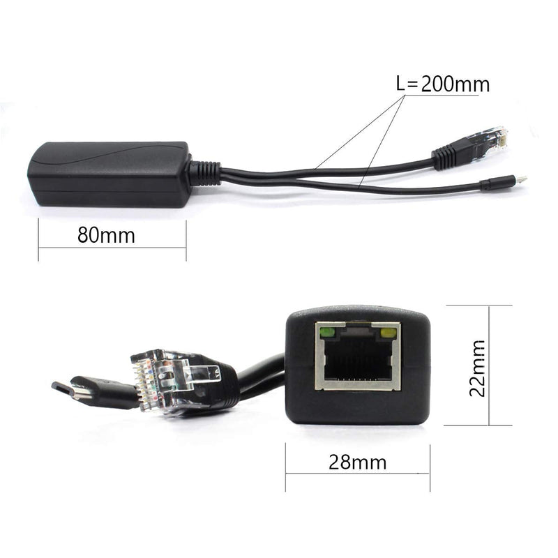 ANVISION 4-Pack 5V PoE Splitter, 48V to 5V 2.4A Adapter with Micro USB Plug, IEEE 802.3af Compliant, for IP Camera, Tablets, Dropcam or Raspberry Pi and More, AV-PS05-1