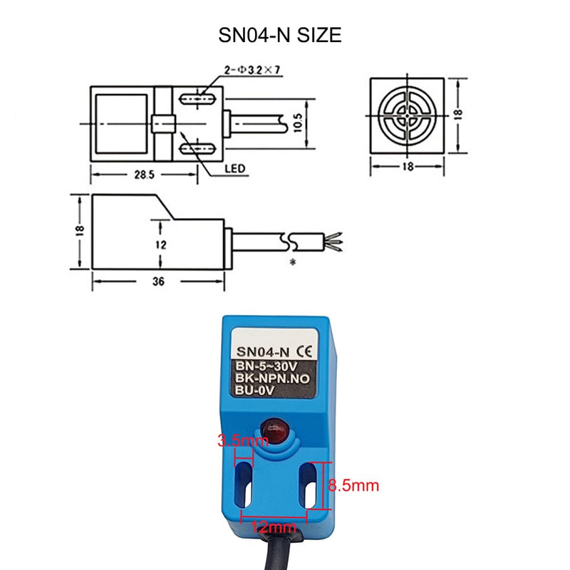 Inductive Proximity Sensor SN04-N Normally Open Detection Approach Switch NPN NO with TL PL SN Bracket (Blue, 4 Pack)