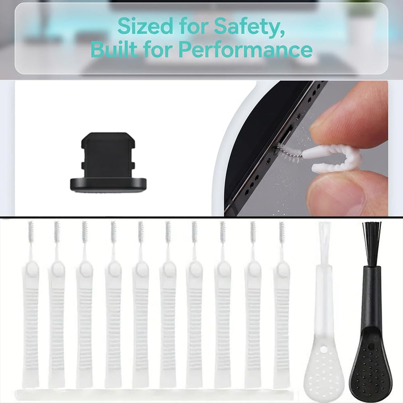 13Pcs Phone Port Cleaning Set, Multifunctional Brush Tool for Lightning Interface, Speaker and Speaker Holes, Cleaning Accessory for Smartphone Users, IP Black-iP