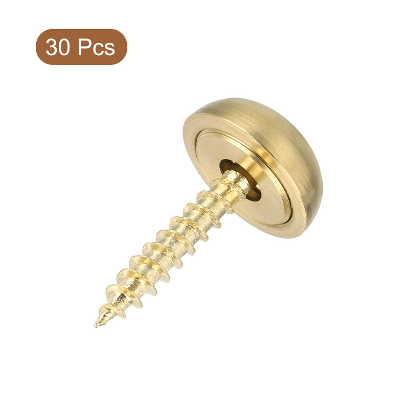 uxcell 30Pcs Brass Decorative Screws with Caps, 15mm Mirror Screws Cover Self-Tapping Screws for Furniture Fixing, Gold Tone (Pack of 2) 15mm (Pack of 2)