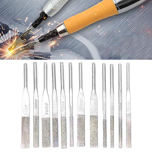  [AUSTRALIA] - Garosa 12 Piece Precision Needle File Set, Multi Grit Machine Files for Metal Grinding and Reciprocating Tools, Professional Shank Taper Files 100 150 200 300 Grit